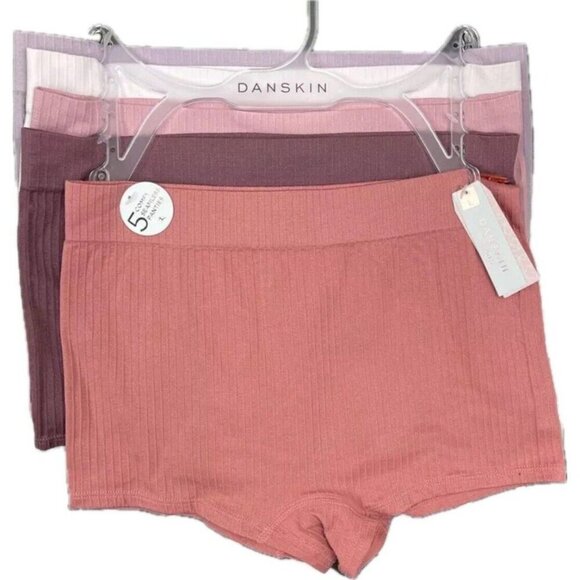 Danskin L Array Of Autumn Colors Ribbed Seamless Mid-Waist Brief Panties-5-Pk - Picture 2 of 5